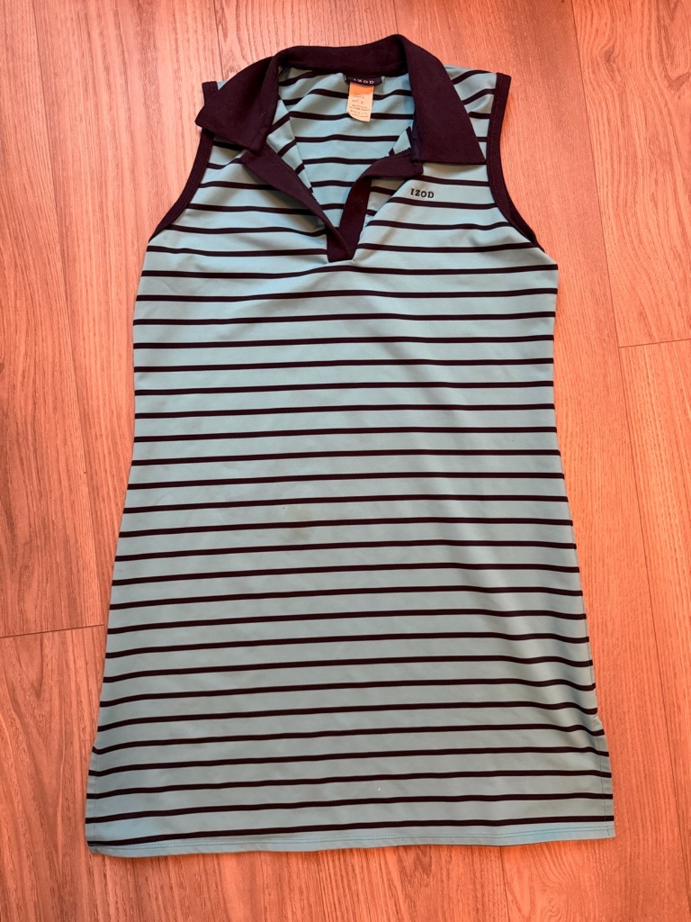 IZOD Sleeveless Striped Polo Dress – Women’s Small (Teal/Black)